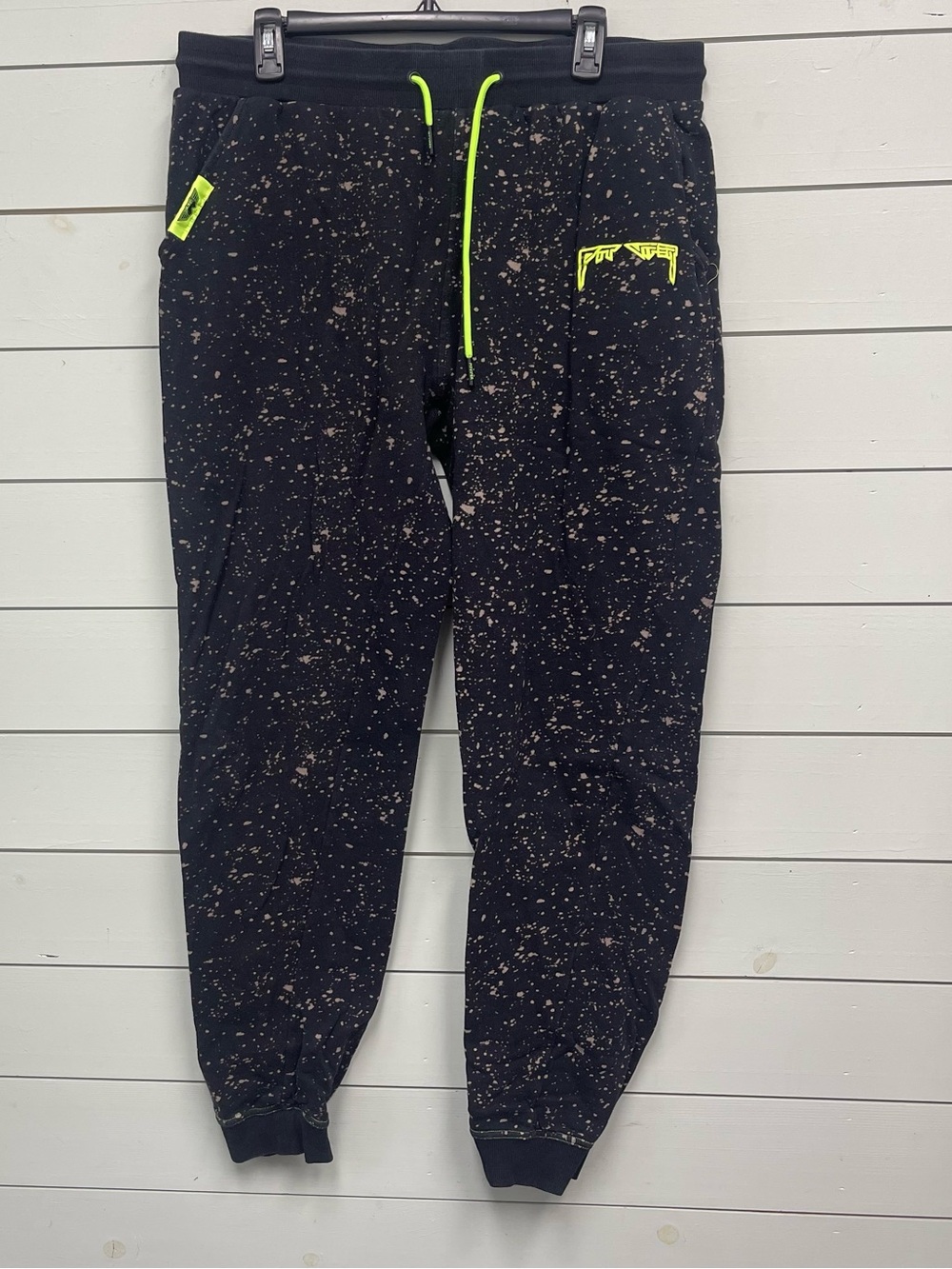 Pit Viper sweatpant joggers splatter pattern black men's size XL